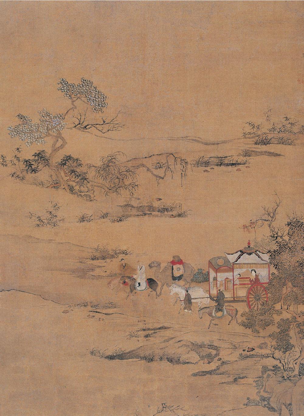 0464昭君出塞图镜心设色纸本