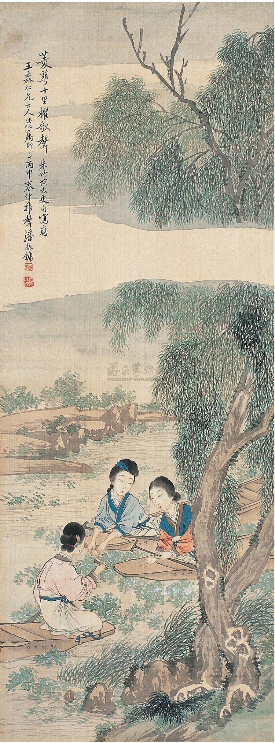 07131896年作采菱图立轴设色绢本