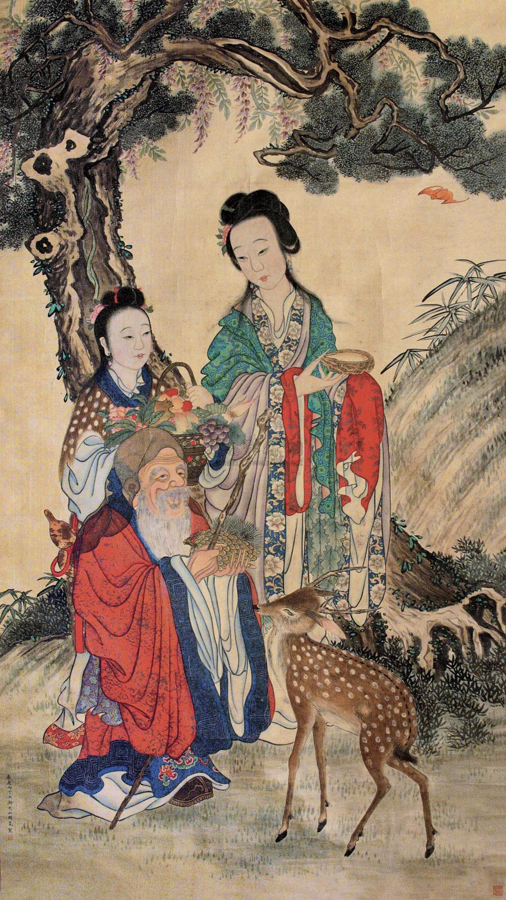 01451816年作福禄寿图立轴绢本