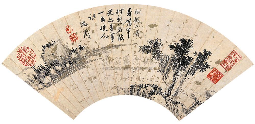 0061山水扇面镜心