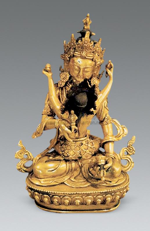 0077 清 铜鎏金刚萨埵双修像