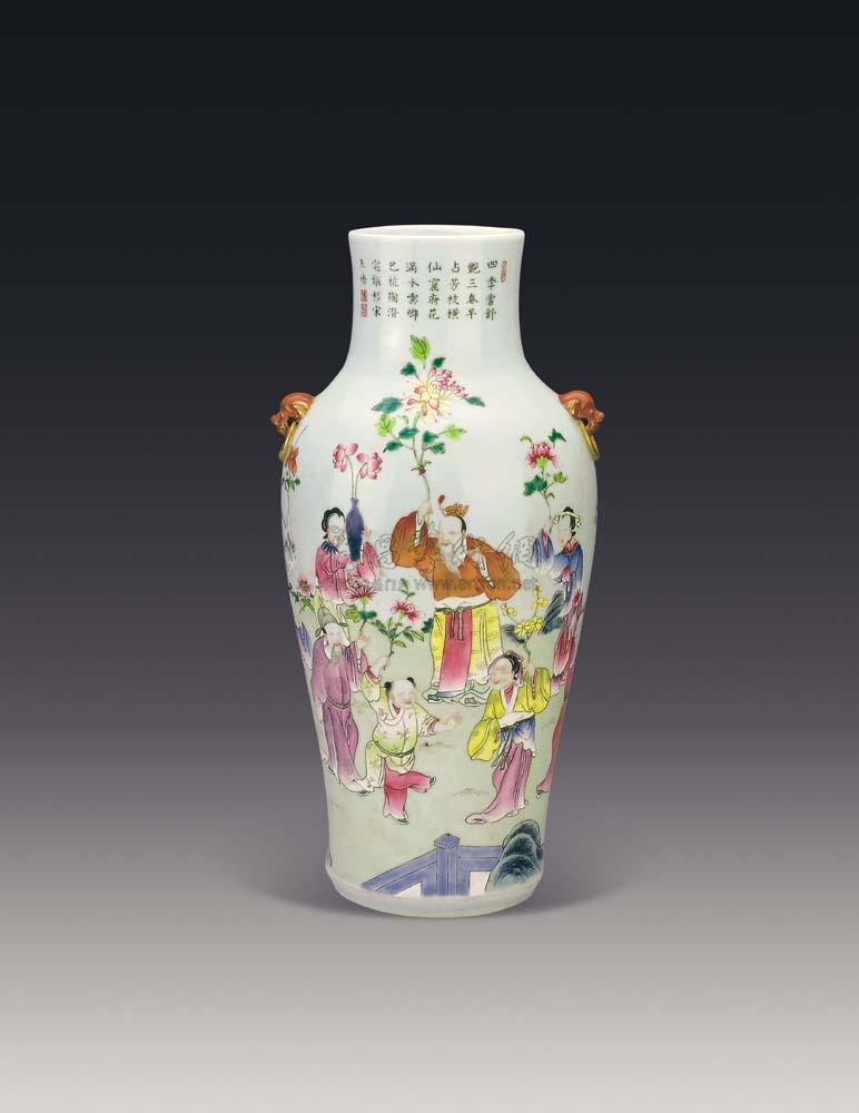 【清光绪 粉彩人物铺首瓶】拍卖品_图片_价格_鉴赏_清代粉彩瓷器_雅昌