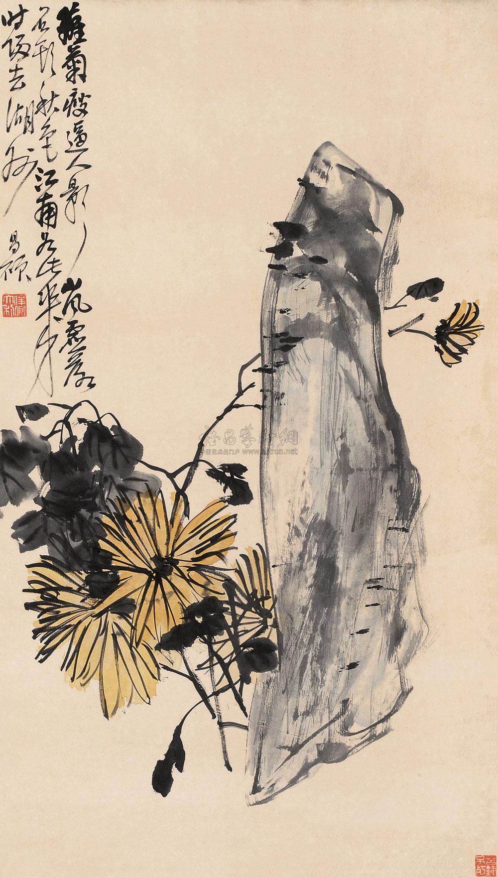 0528菊石图立轴纸本
