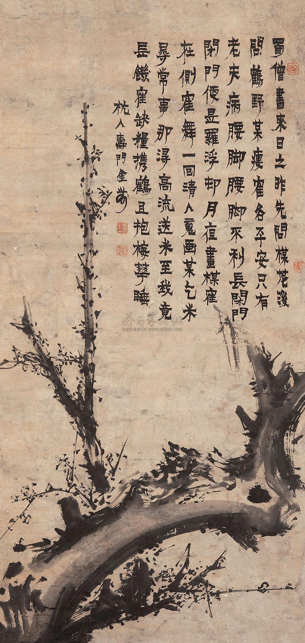 0859墨梅立轴纸本