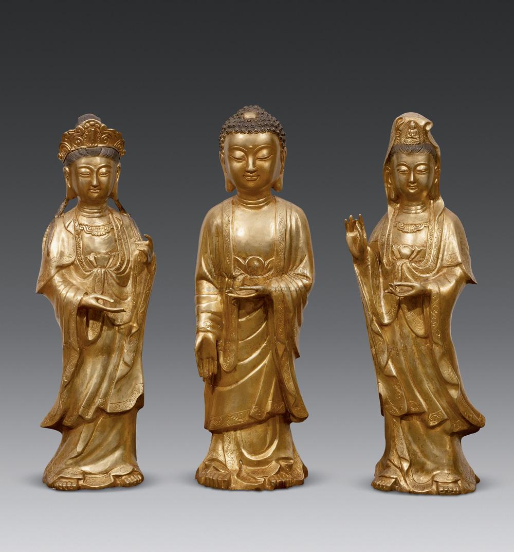 明代铜鎏金“西方三圣”立像】拍卖品_图片_价格_鉴赏_佛教文物其它_雅昌 