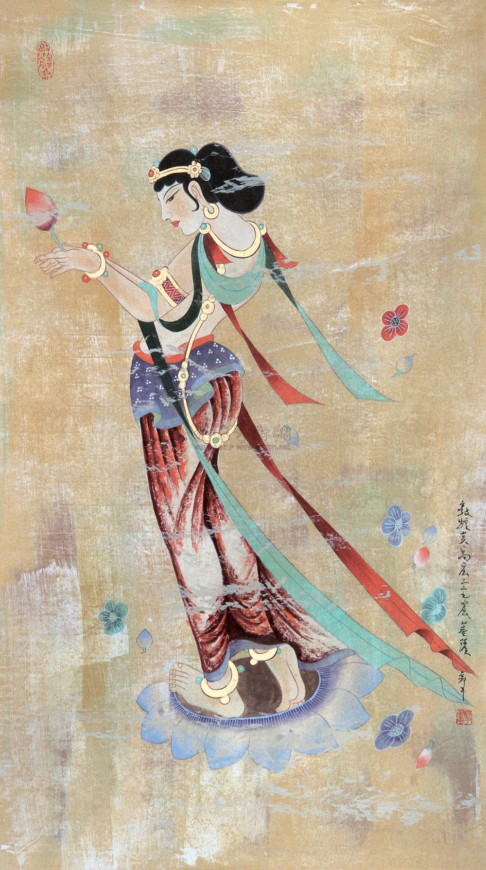 0025 敦煌莫高窟—三二九窟菩萨 镜心 设色纸本