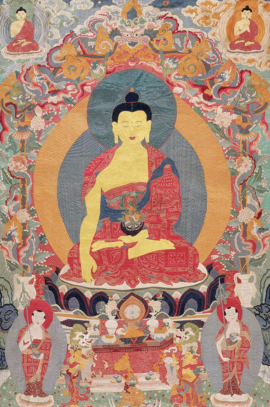 1909 清 刺绣释迦牟尼唐卡