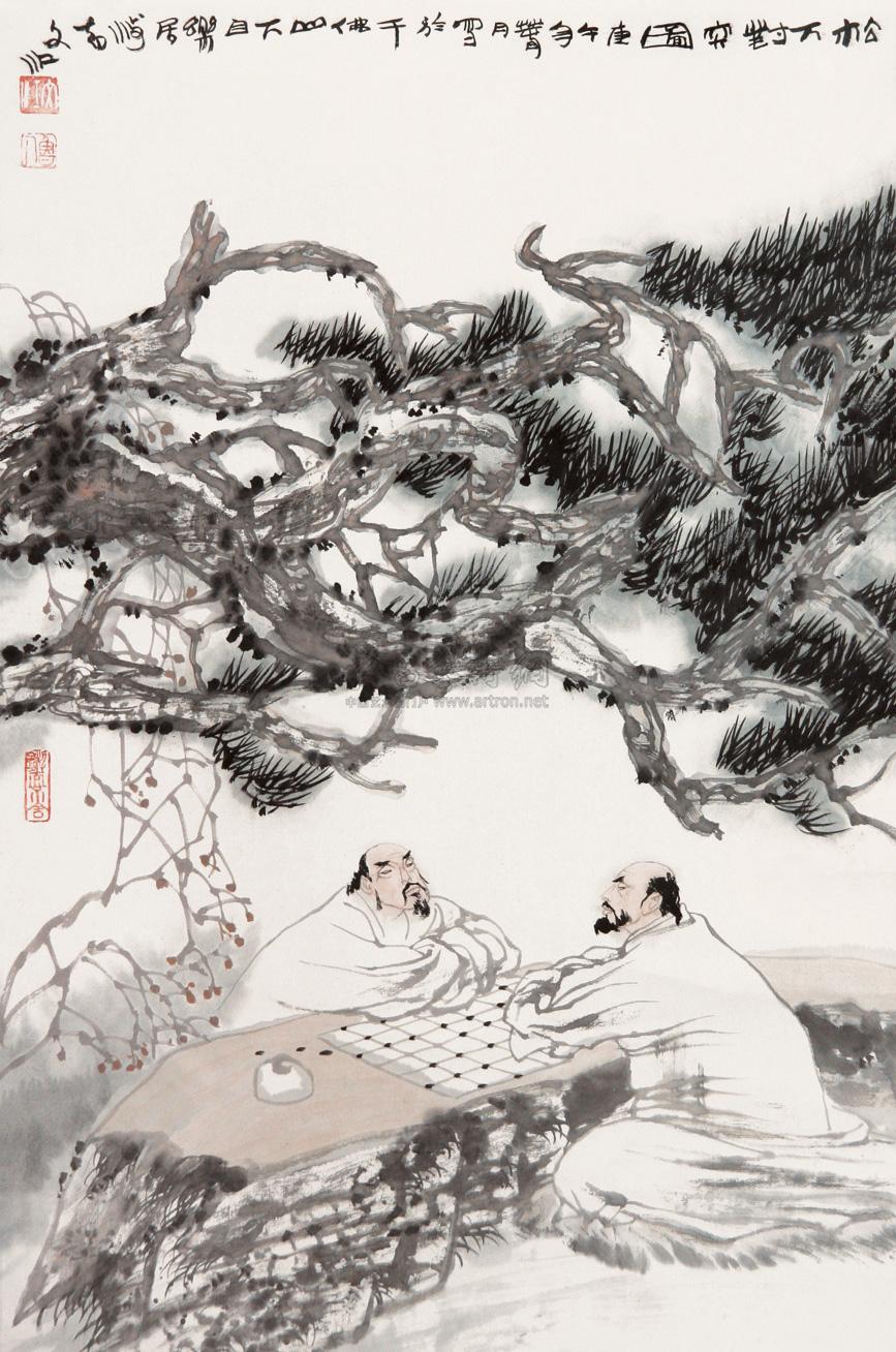 0186 对弈图 立轴 纸本
