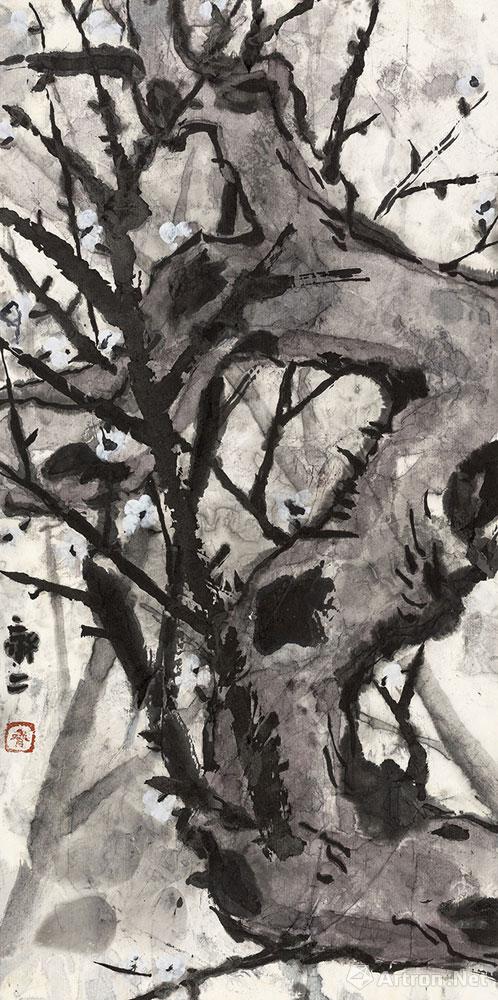 齐剑南 白梅 66.5x33cm 2017年