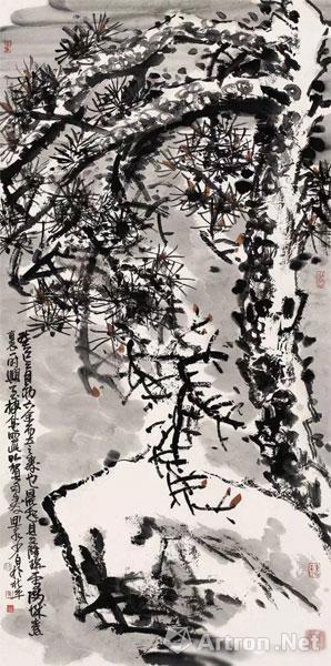 刘少白花鸟 雪松 68cm×136cm