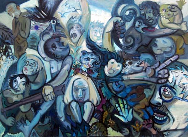 吴有源《都市惊恐》(草图) 布面油画 80×119cm 2003