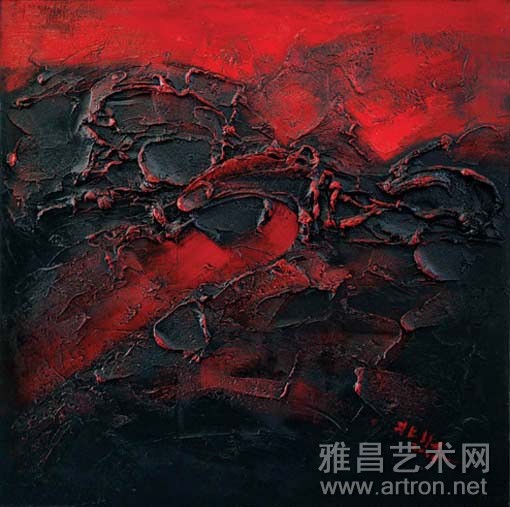 北水《红与黑no.4》 布面油画 120x120cm 2005