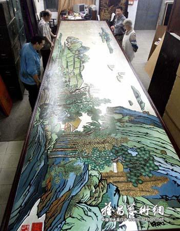 巨型漆雕壁画《洞庭两山图》苏州亮相