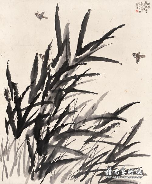 印文:东海王孙款识:卅六年春日悲鸿写.