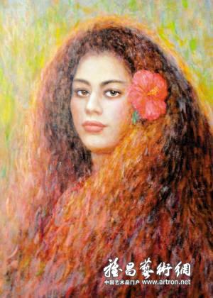 《夏威夷肖像》 80*76cm 布面油画 2005年作郜少华是典型的安徽人.