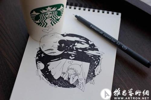 幻想插画与星巴克